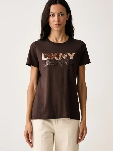 DKNY tricou pentru femei cu maro