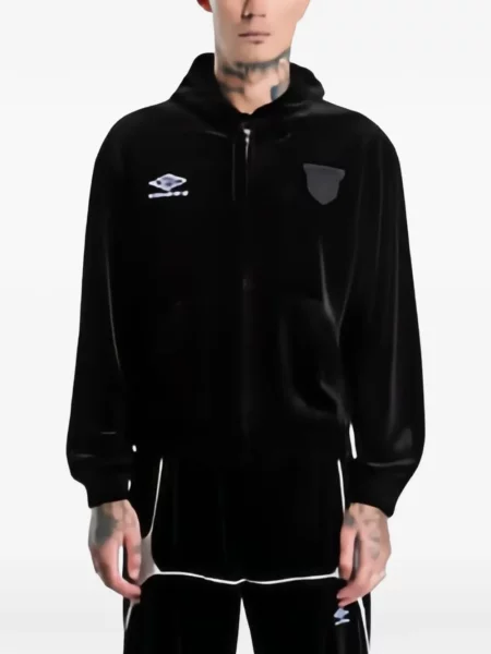 Hanorac cu glugă Umbro de catifea negru