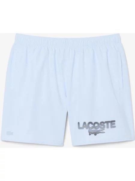 Kąpielówki Lacoste Mid Length Printed jasnoniebiesko S szare