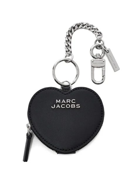 Pandantiv Marc Jacobs din piele cu motiv cu inimi negru