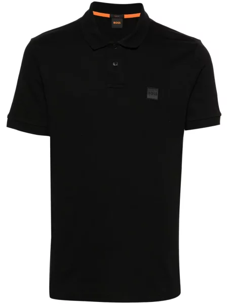 Tricou polo Boss cu autograf negru
