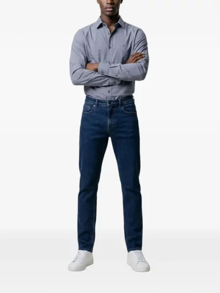 Lung cămașă Armani Exchange cu broderie albastru