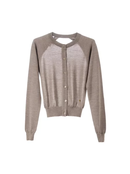 Sweter Moschino z odkrytymi plecami beżowy