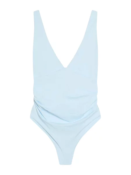 Bershka Bodi majica svetlo modra