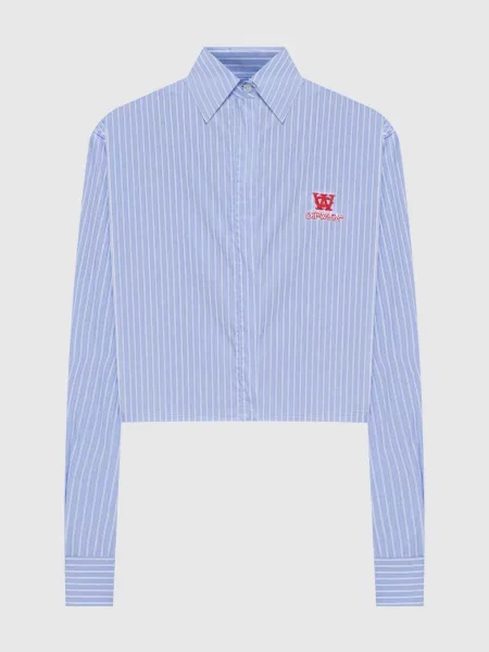 Укорочена сорочка в смужку Off-white блакитна