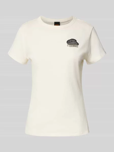 T-shirt o kroju Slim Fit z czystej bawełny Boss Orange biała