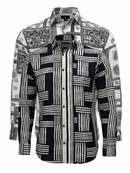 Radwa Cămașă Viscos floral pattern negru amestecat / murdar alb