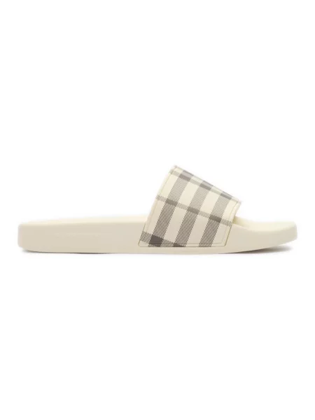 Klapki Burberry w kratę białe