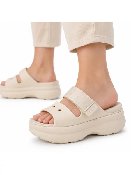 Sandały klapki platformy Crocs SOHO TWO STRAP SANDAL beżowe
