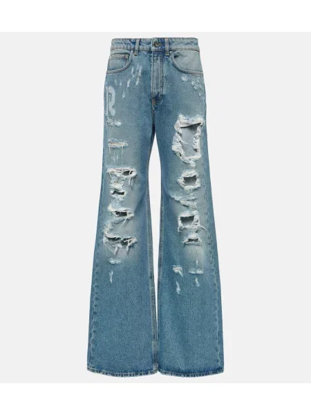 Obrabljen široke kavbojke Rabanne z visokim pasom modra