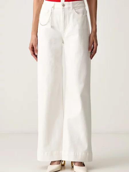Morgan blugi wide leg pentru femei alb
