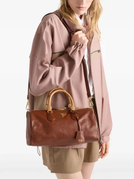 Top Prada din piele maro