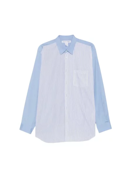 Koszula Comme Des Garcons w paski z paskiem niebieska