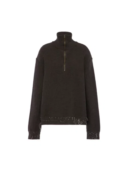 Krótki sweter Maison Margiela wełniany brązowy