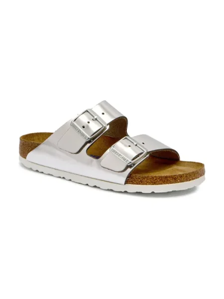 Birkenstock De piele șlapi Arizona BS argintiu