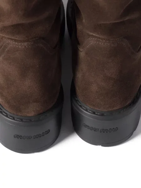 Botine Miu Miu din piele de căprioară maro