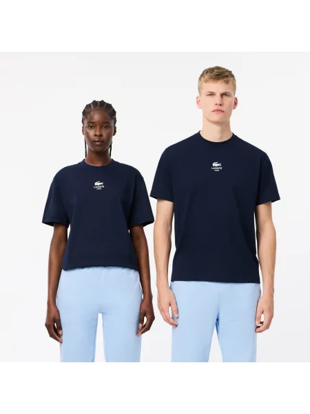 Lacoste T-Shirt Z Nadrukiem granatowa