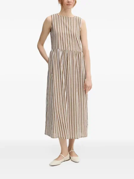Rochie midi Benetton fără mâneci cu dungi maro