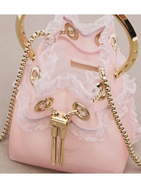 Geantă Jimmy Choo din dantelă roz