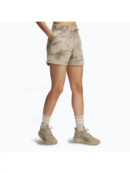 Spodenki Under Armour Project Rock Terry city khaki / hyper green beżowe