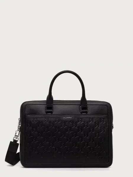 Karl Lagerfeld taška na notebook kožená K/LOOM černá