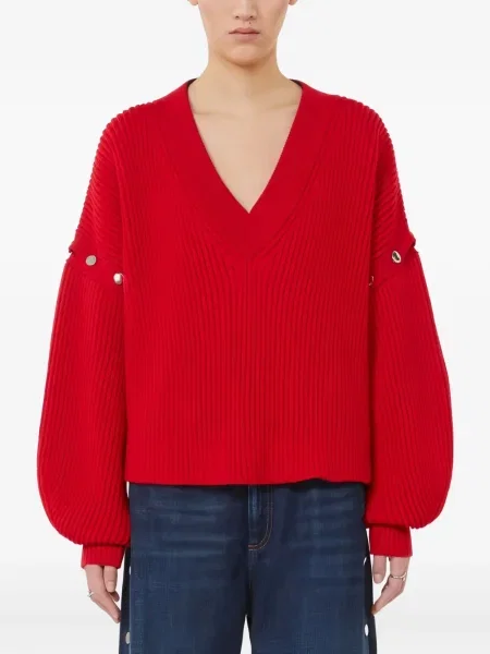 Pulover Sportmax cu decolteu în V roșu
