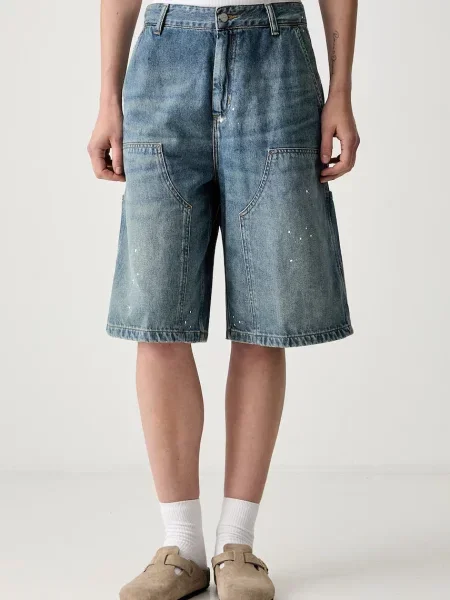 Carhartt WIP W Nixon Double Knee pantaloni scurți carpenter din denim pentru bărbați