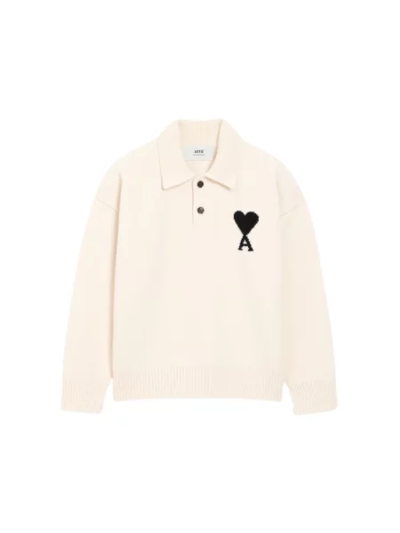 Sweter Ami Paris w serca beżowy