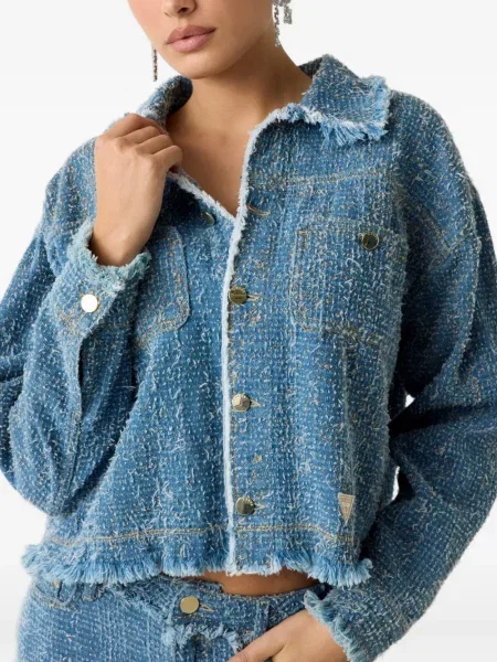 Geacă de blugi Guess din tweed albastru