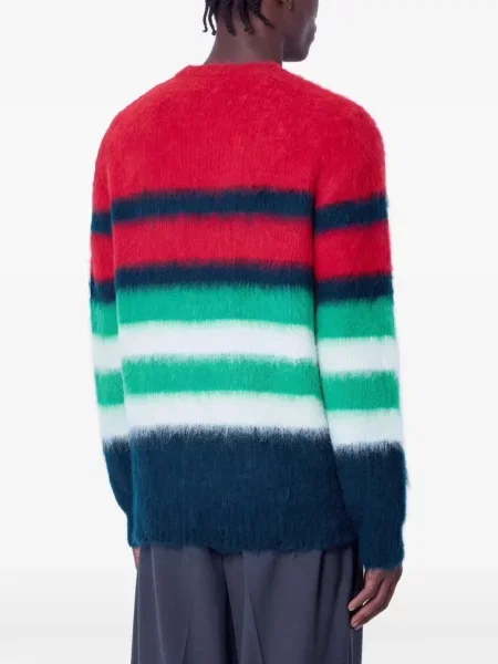 Sweter Lacoste z alpaki w paski czerwony