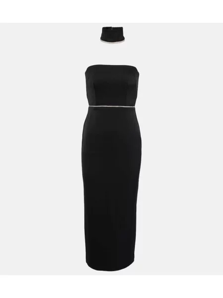 Rochie midi Alex Perry din satin de cristal până la genunchi negru