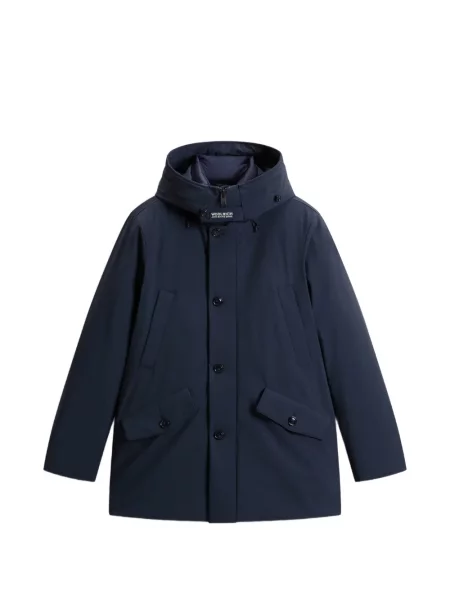 Geacă parka Woolrich cu glugă stretch albastru