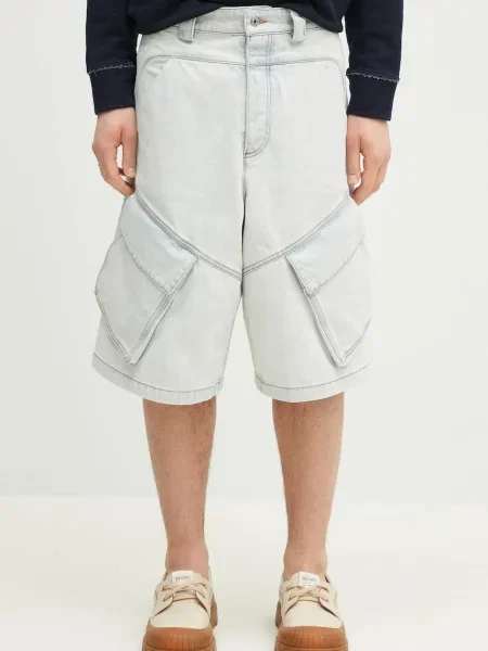 Джинсові шорти Marcelo Burlon Bleach Dnm Wide Cargo Shorts Light Blue сині
