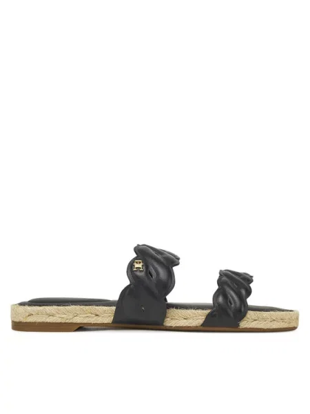 Εσπαντρίγιες Tommy Hilfiger Leather Rope Espadrille Mule μαύρο