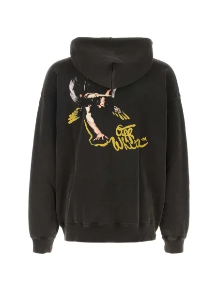 Hanorac cu glugă Off-white cu imagine alb