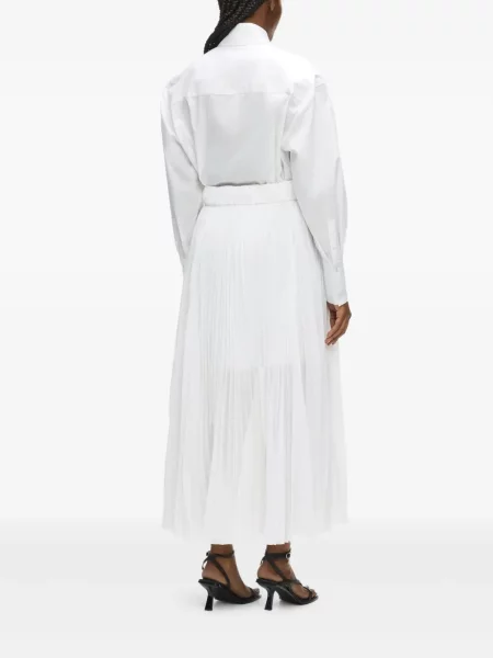 Rochie tip cămașă Karl Lagerfeld plisată de costum alb