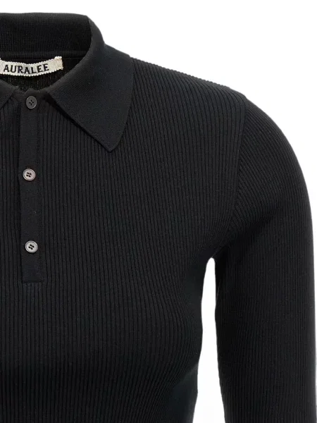 Tricou polo Auralee tricotate negru