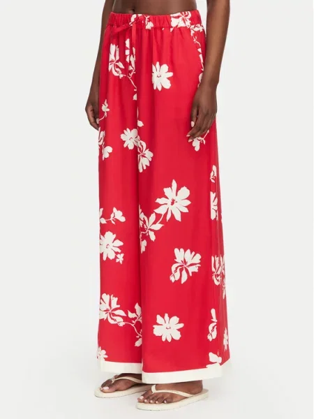 Seafolly Hlače iz tkanine Mayflower Wide Leg rdeča