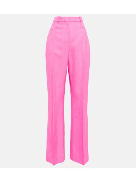 Pantaloni Jacquemus cu talie înaltă roz