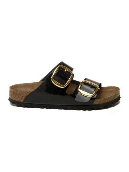 Klapki Birkenstock na sprzączkę skórzane czarne