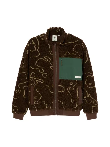 ELEMENT Jachetă fleece maro închis / kaki / verde închis alb