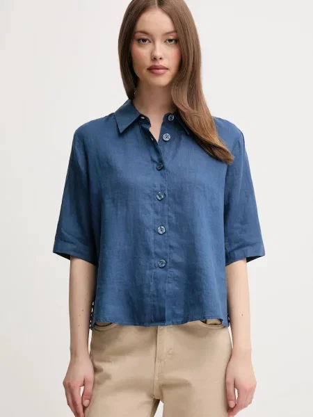 United Colors of Benetton camasa de in cu guler clasic regular maro