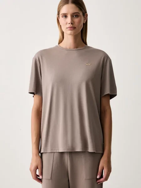 Emporio Armani tricou pentru femei cu vâscoză maro