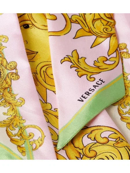 Fular Versace de mătase cu imagine roz