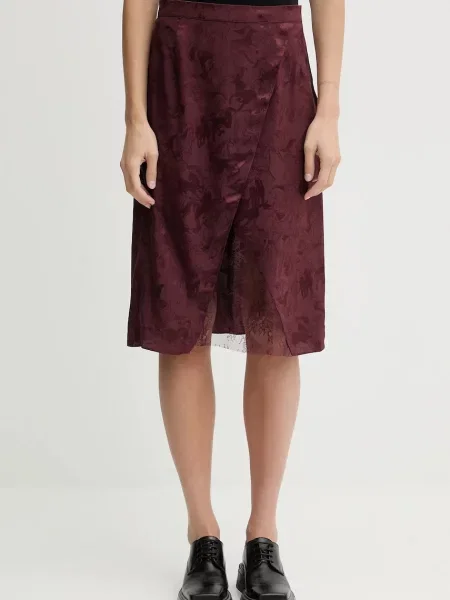ZADIG&VOLTAIRE fustă de mătase mini drept bordo