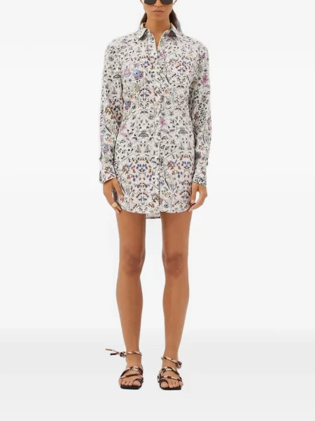 Rochie tip cămașă Maria Cher cu model floral cu imagine alb