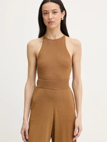 Pinko bluzka z wiskozą brązowa