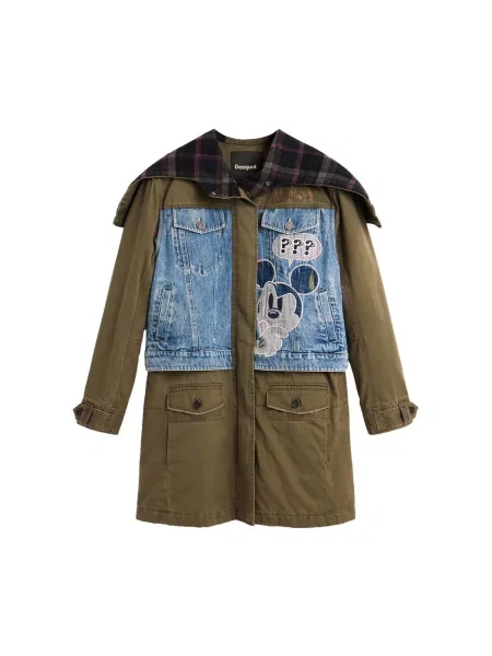 Desigual Přechodová parka Desigual x Disney™ džínovina / tmavě / olivová / cyclam modrá