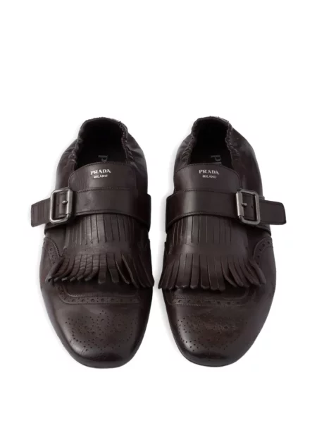 Pantofi monk Prada cu franjuri maro