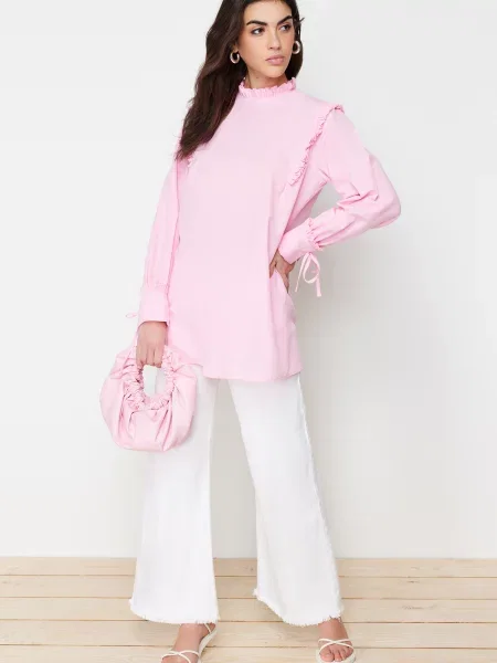 Tunică Trendyol cu volane roz